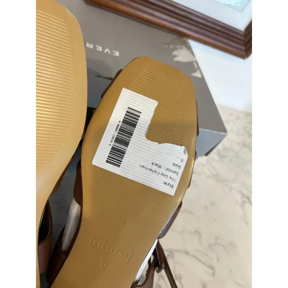Everlane The Day Fisherman‎ Sandal Rum Brown Leather Strappy Shoe Size 6